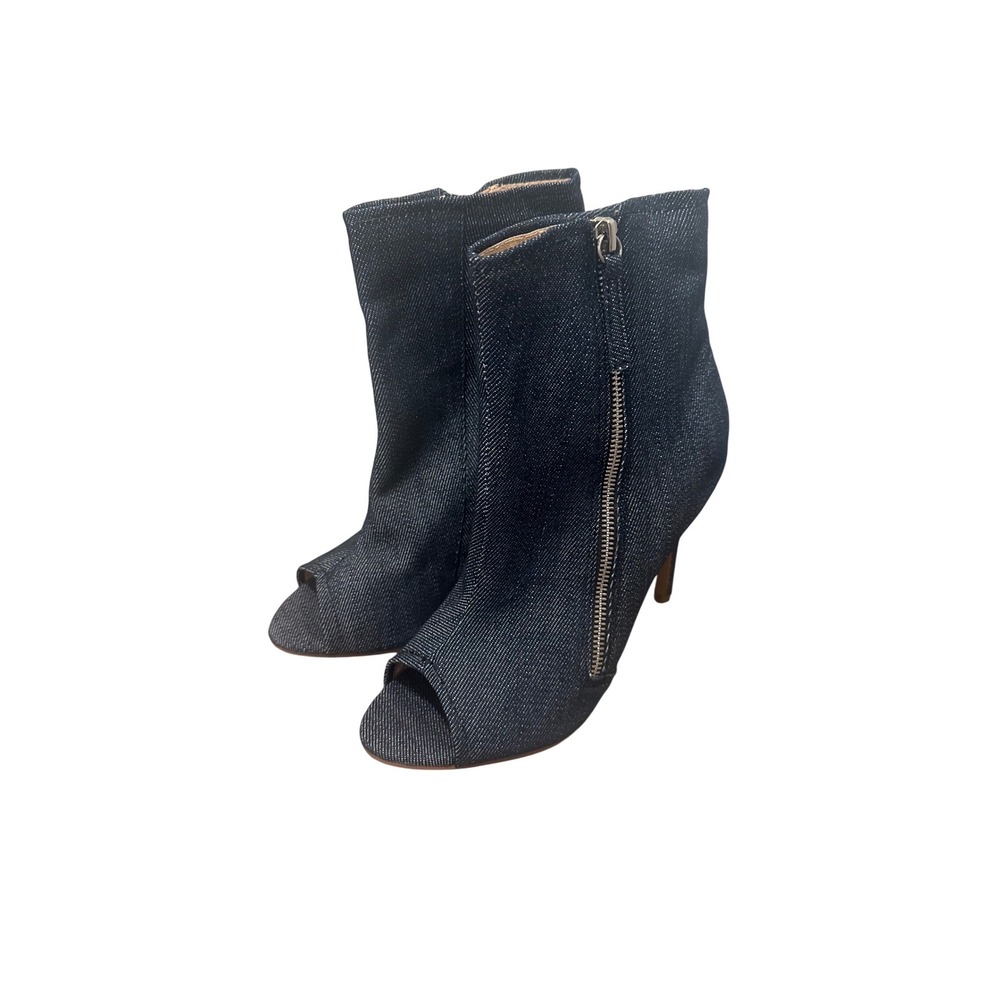 Gianvitto Rossi Dark Denim Peep Toe Ankle‎ Boots Heels Size 38
